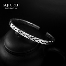 Retro Sterling Silver 925 Punk Bracelet Men Twist Vintage Viking Bangles Open Cu - £74.38 GBP