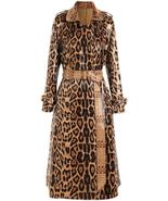 Chic Snakeskin Leopard Print Long Trench Coat for Women - Elegant Long S... - £159.90 GBP