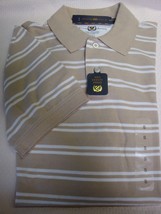 New Club Room Men&#39;s Estate Polo Short Sleeve Shirt Hudson Tan W/ White Stripes S - £16.06 GBP