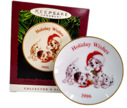Hallmark Keepsake Ornament 1996 Holiday Wishes 101 Dalmatians Plate Disney - £4.59 GBP