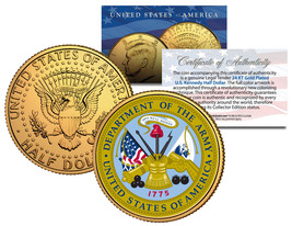 United States Army * Emblem * 24K Gold Plated Jfk Half Dollar U.S. Coin Military - £6.70 GBP