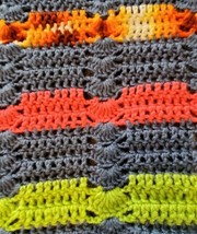 Crocheted Afghan Blanket Throw Handmade 58x39 Inches Striped Granny Cott... - $19.79