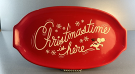 Hallmark Peanuts Snoopy Christmastime is Here Red Platter Christmas 14.5&quot;W Oval - £11.31 GBP