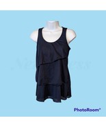 Maurices Navy Blue Scoop Neck Ruffle Polyester Sleeveless Pullover Top S... - £11.11 GBP