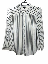 Torrid 4 Womens Size 26 4X Striped Button Dress Shirt White &amp; Blue - AC - £13.87 GBP
