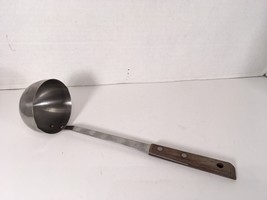 Vtg 11.5&quot; Household Stainless Kitchen Serving Gravy Soup LADLE Wood Hand... - £7.80 GBP