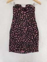 Cocktail Mini Dress Pink Black Hearts Women&#39;s Boning Underwire Sleeveles... - $29.70