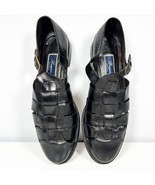 Bragano Fisherman Sandals Men&#39;s 13M Black Leather Italy Vibram Woven - £46.71 GBP