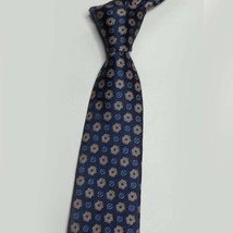 ETON Men SIlk Blend Dress Slim Tie Blue Flower 2.75&quot; wide 61&quot; long Made in ITALY - £60.84 GBP