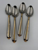 Set of 4 Mikasa Stainless Steel TRAPUNTO D&#39;ORO Oval / Place Spoons - £31.85 GBP