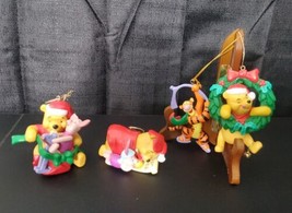 Winnie the Pooh, Piglet, Tigger 3&quot; Plastic Christmas Tree Ornaments LOT of 4 VTG - £27.51 GBP