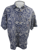 Beverly Hills Polo Club Men shirt paisley bandana s/s vintage blue overs... - $24.74