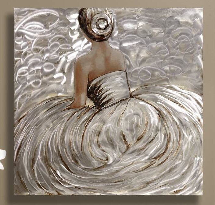 Primary image for Ballerina Foil Accent Oil Painting on Stretched Canvas 32.5" Square Extra Large