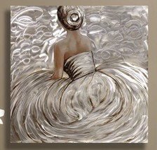 Ballerina Foil Accent Oil Painting on Stretched Canvas 32.5" Square Extra Large