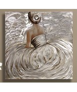 Ballerina Foil Accent Oil Painting on Stretched Canvas 32.5" Square Extra Large - $98.99