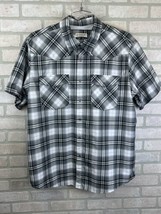 Magellan Outdoor Short Sleeve Shirt Mens Gray Relaxed Classic Fit Plaid ... - £13.21 GBP