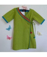 NWT Fabindia Toddler Girl&#39;s Wrap Tunic Dress XS 2-3 Years Green Turquois... - £17.52 GBP