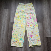 Shekou Jeans Womens Small Wide Leg High Rise Denim Yellow Paint Colorful... - £35.15 GBP