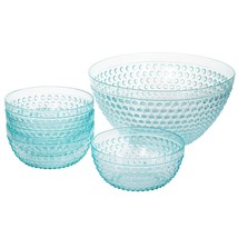 Gibson Home Plastic Bowl Set with Serving Bowl in Light Blue - $53.23