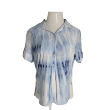 Nygard Button Up Collared Shirt ~ Sz PS ~ White &amp; Blue Tie Dye ~ Short S... - £17.92 GBP