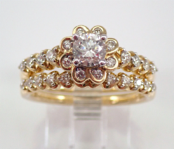 14K Yellow Gold FN 2.70CT Round Lab Created Diamond Engagement Wedding Ring Set - £77.99 GBP