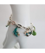 Charm Bracelet Toggle Clasp Silver Tone High Heel Shoes Purses Enamel Bl... - $12.86