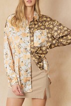 Entro Anthropologie Split Button Up Floral Long Sleeve Blouse Sz Small - £16.60 GBP