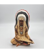 Vintage 1974 Byron Mold Native American Chief Ceramic Statue Peace Pipe ... - $44.66 CAD