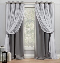 Exclusive Home Catarina Layered Solid Room Darkening Blackout And, Soft Grey - £36.16 GBP