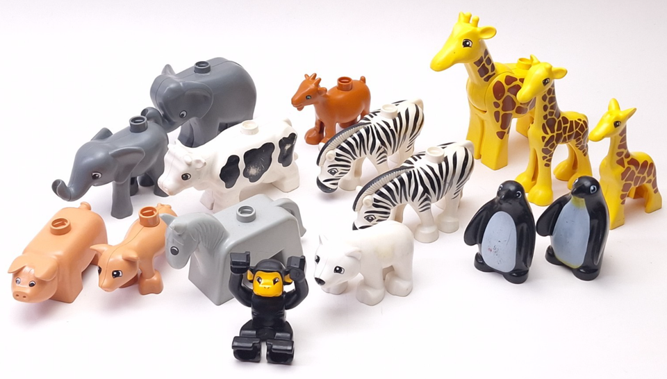 Lego Duplo Animal Figure Lot Elephant Giraffes Zebras Pigs Bear Monkey... - $31.72