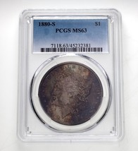 1880-S Morgan Dollar Graded By PCGS As MS63 Cool Toning - £152.98 GBP