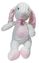 F.A.O. Schwarz 12&quot; White &amp; Pink Chenille Textured Bunny Rabbit Stuffed Plush - £9.76 GBP