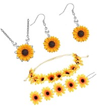 8 Pieces Sunflower Pendant Necklace Dangle Earrings - £46.13 GBP