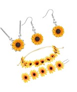 8 Pieces Sunflower Pendant Necklace Dangle Earrings - £43.94 GBP