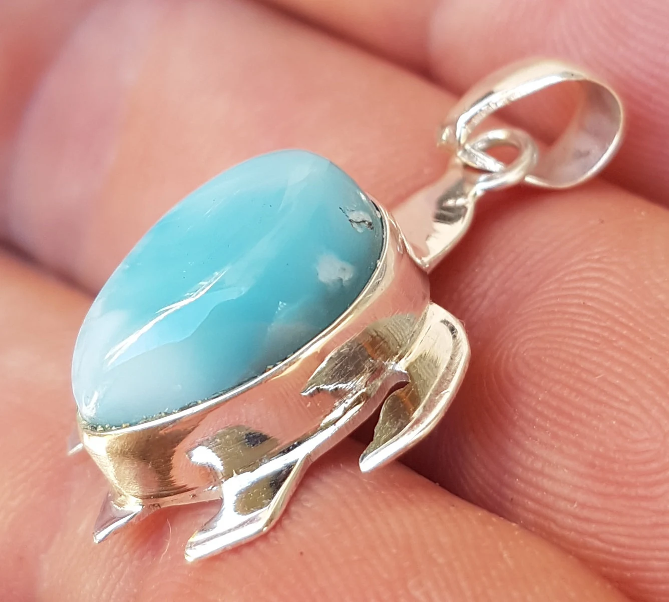 BLUE LARIMAR handcarved Gemstone 925 sterling silver TURTLE pendant (man-4) - €36,35 EUR BLUE LARIMAR handcarved Gemstone 925 sterling silver TURTLE pendant (man-4) - €36,35 EUR