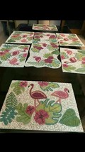 13 Piece Beaded Flamingo Dining Set With 1 Table Runner 6 Placemat And 6 Coaster - £164.06 GBP