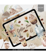 Coffee Time Watercolor Clipart Bundle - £2.26 GBP