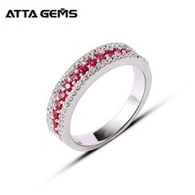 Ruby Sterling Silver Rings for Women Small Round Created Ruby Women Fine Jewelry - £41.52 GBP