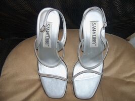 Sam &amp; Libby Silver w/Rhinestones High Heel Dress Shoes Size 8 1/2 M Wome... - $36.90