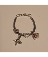 Brighton Beverly Glam Mesh Silver Charm Bracelet Hearts Butterfly Las Ve... - $56.91 CAD