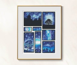 Star Night cross stitch sky pattern pdf - Polar Lights embroidery night sky - $16.49