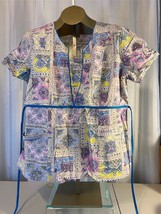 Baby Phat Women&#39;s Multi-Color Print Scrub Top V Neck Short Sleeve Size XL - $10.88