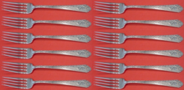 Mary II by Lunt Sterling Silver Regular Fork Set of 12 pcs 7 1/8&quot; Flatware - $15,517.43 MXN