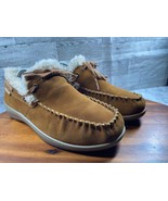 Orthofeet Slippers Women 11.5W Wide Capri shoes Brown Suede Fur Lined Mo... - $49.32