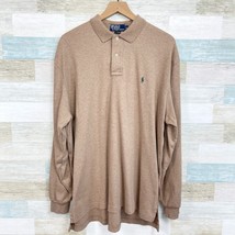 POLO Ralph Lauren Long Sleeve Soft Jersey Polo Shirt Tan Brown Cotton Mens XL - £39.56 GBP