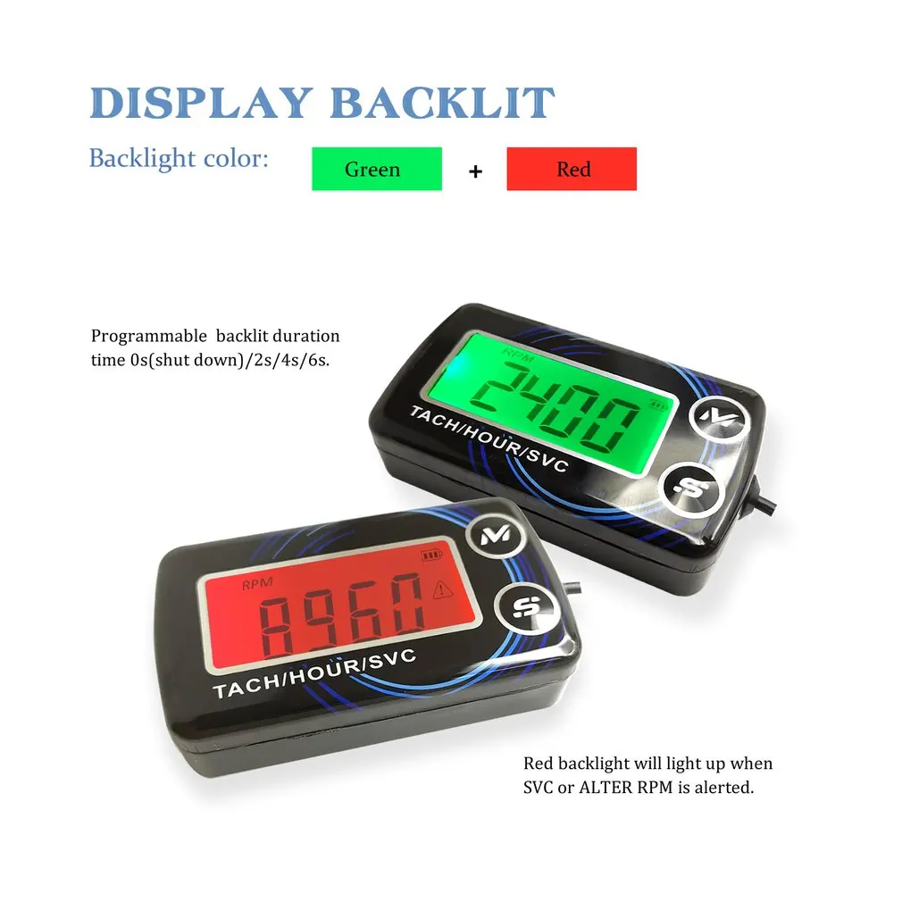 E tachometer gauge engine hour meter alert rpm backlit resettable tacho hour meters for thumb200