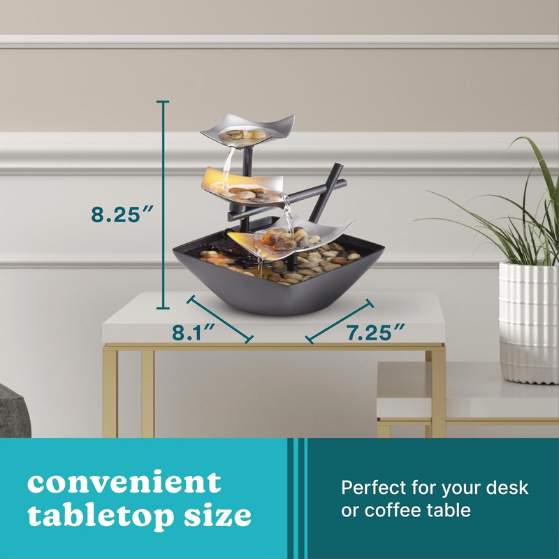Tabletop Water Fountain, Home Décor Soothing Sound Machine - Automatic Pump, Dee Item image 7