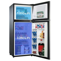 Mini Fridge w/ Freezer 4.6 Cu Ft Refrigerator Two Door Compact Stainless Steel - £234.55 GBP