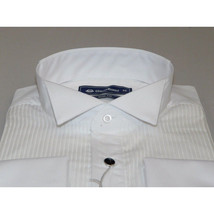 Mens Oscar Banks Turkish Formal Tuxedo Shirt Cotton Wing Tip Bow tie 5504 White image 4