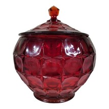 Indiana Glass Constellation Large Ruby Red Georgian Covered Ccokie Jar Rare 9&quot; - £38.35 GBP